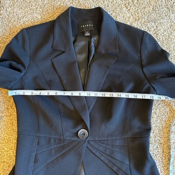 Tribal Suit Jacket Blazer double breasted black one button front embellishment - Picture 9 of 12